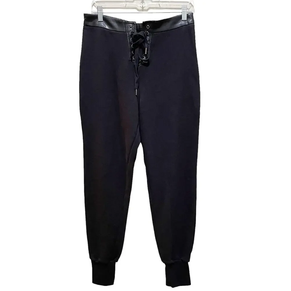 Romeo & Juliet Couture Lace Up Jogger Pants Black High Rise Women’s Size Large